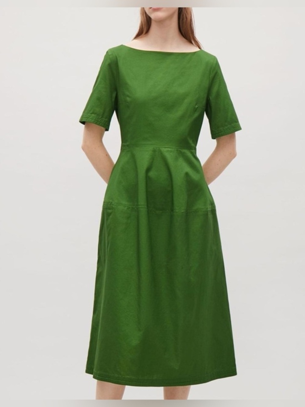 COS Bright Green Midi Fit-and-Flare Dress